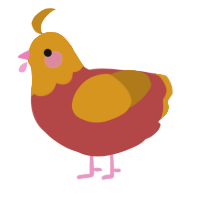 A red and ochre chicken with a head pattern