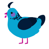 A cerulean and tumblr chicken with a neck-speckle pattern
