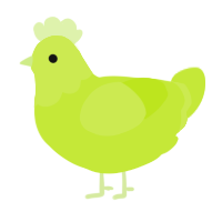 A lime chicken with a head pattern