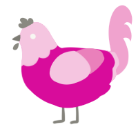 A fuchsia and pink chicken with a head pattern