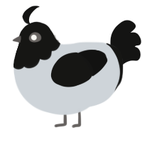 A mist and black chicken with a head pattern