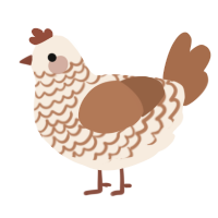 A cream and brown chicken with a lace pattern