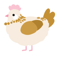A cream and gold chicken with a neck-speckle pattern