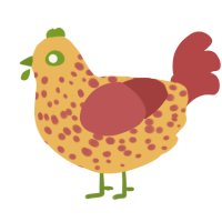 (unnamed), a honey and red chicken with a speckle pattern