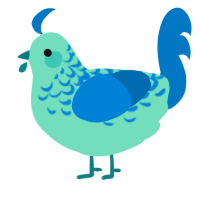 A mint and sapphire chicken with a half-lace pattern