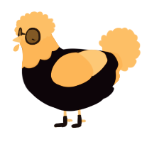 A white and ultramarine chicken with a head pattern