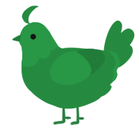 A viridian chicken with a head pattern