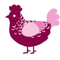 A maroon and pink chicken with a half-lace pattern