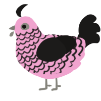 Bittersweet, a pink and sable chicken with a lace pattern