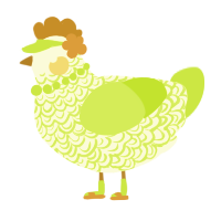A white and lime chicken with a double-lace pattern