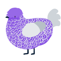 A blurple and mist chicken with a double-lace pattern