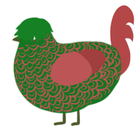 A leaf and red chicken with a double-lace pattern