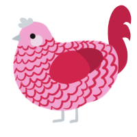 Bloodberry, a pink and crimson chicken with a lace pattern