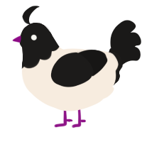 A cream and sable chicken with a head pattern