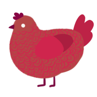A red and crimson chicken with a double-lace pattern