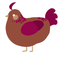 A russet and maroon chicken with a neck-speckle pattern