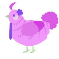 A lavender and orchid chicken with a half-bar pattern