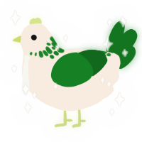 A cream and leaf chicken with a neck-speckle pattern