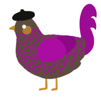 A bark and plum chicken with a lace pattern