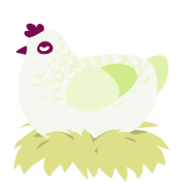 A white and apple chicken with a half-lace pattern