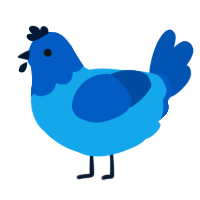 A sky and ultramarine chicken with a head pattern