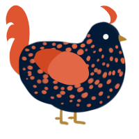 mTangerine, a tumblr and vermilion chicken with a speckle pattern