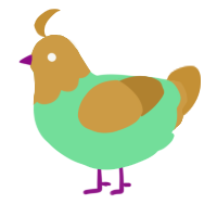 A spring and gold chicken with a head pattern