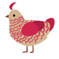 A beige and crimson chicken with a lace pattern