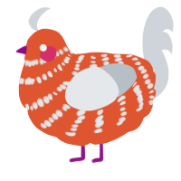 A vermilion and mist chicken with a bar pattern