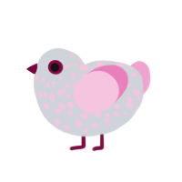 Kirschblüte, a mist and pink chicken with a speckle pattern