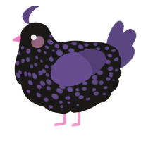 A sable and overcast chicken with a speckle pattern