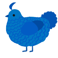 A sapphire and ultramarine chicken with a lace pattern