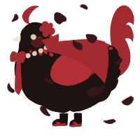 A sable and crimson chicken with a neck-speckle pattern