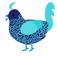 A navy and aqua chicken with a double-lace pattern