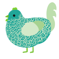 A turquoise and gluppy chicken with a double-lace pattern