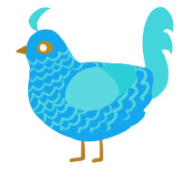 A sky and aqua chicken with a lace pattern