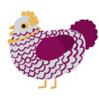 A mist and wine chicken with a lace pattern