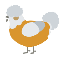 A orange and mist chicken with a head pattern