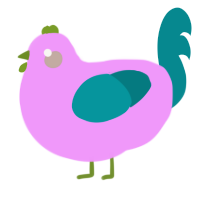 A lavender and teal chicken