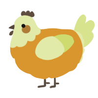 A orange and lemon chicken with a head pattern