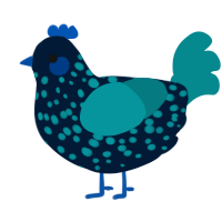 A tumblr and teal chicken with a speckle pattern