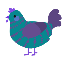 A teal and overcast chicken with a bar pattern