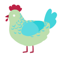 A gluppy and aqua chicken with a half-lace pattern