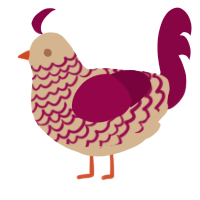 A beige and maroon chicken with a lace pattern