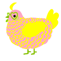A rose and yellow chicken with a lace pattern