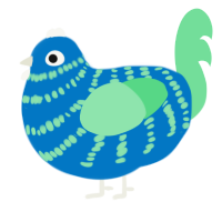 A sapphire and spring chicken with a bar pattern