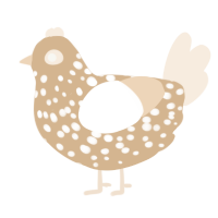 A beige and cream chicken with a speckle pattern