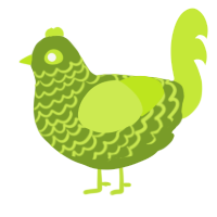 A chartreuse and lime chicken with a lace pattern