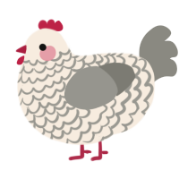 A cream and ash chicken with a lace pattern