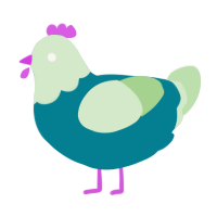 A sea and gluppy chicken with a head pattern
